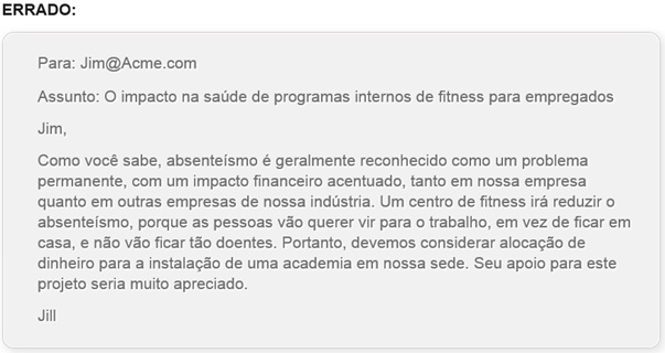 melhorar a clareza do texto do email