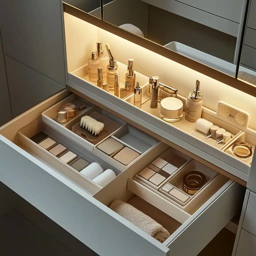 como organizar skincare no banheiro