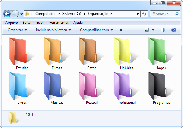 como organizar pastas no computador
