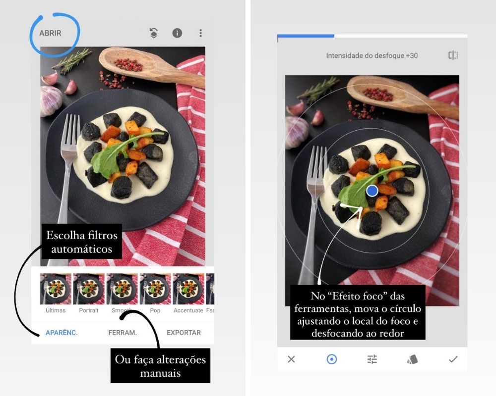 como tirar fotos de comida com celular