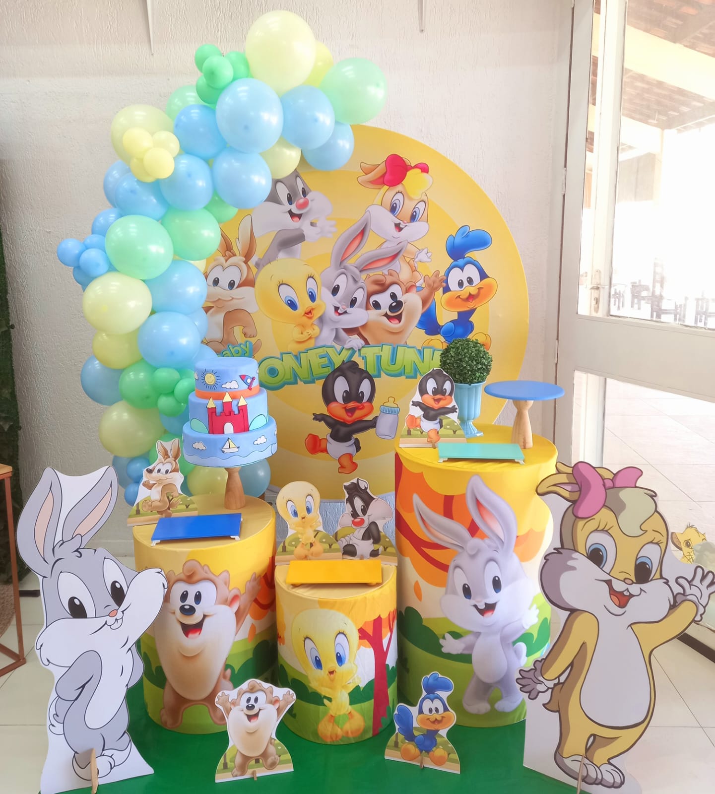 erros ao decorar festa baby looney tunes