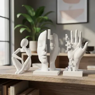 estatuetas pensador para estante sala minimalista