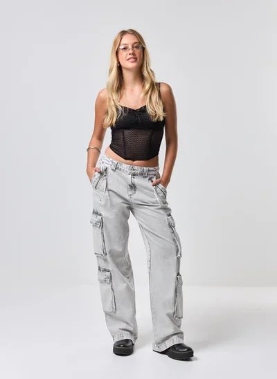 calça cargo feminina bege