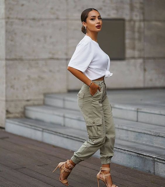 calça cargo feminina rosa