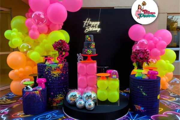 festa neon decoração