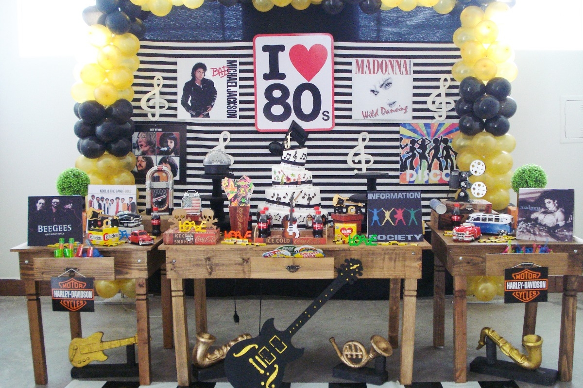 decoração festa anos 80 ou anos 90 qual escolher