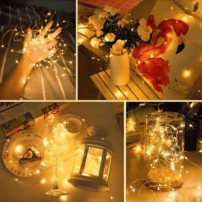 Fio de luz LED branco quente