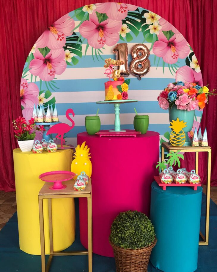 decoração flamingo sala de estar