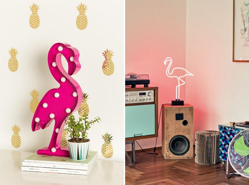 objetos decorativos flamingo