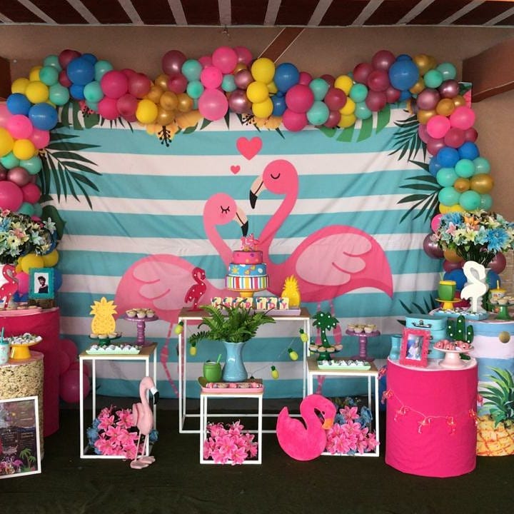 ideias decoração flamingo