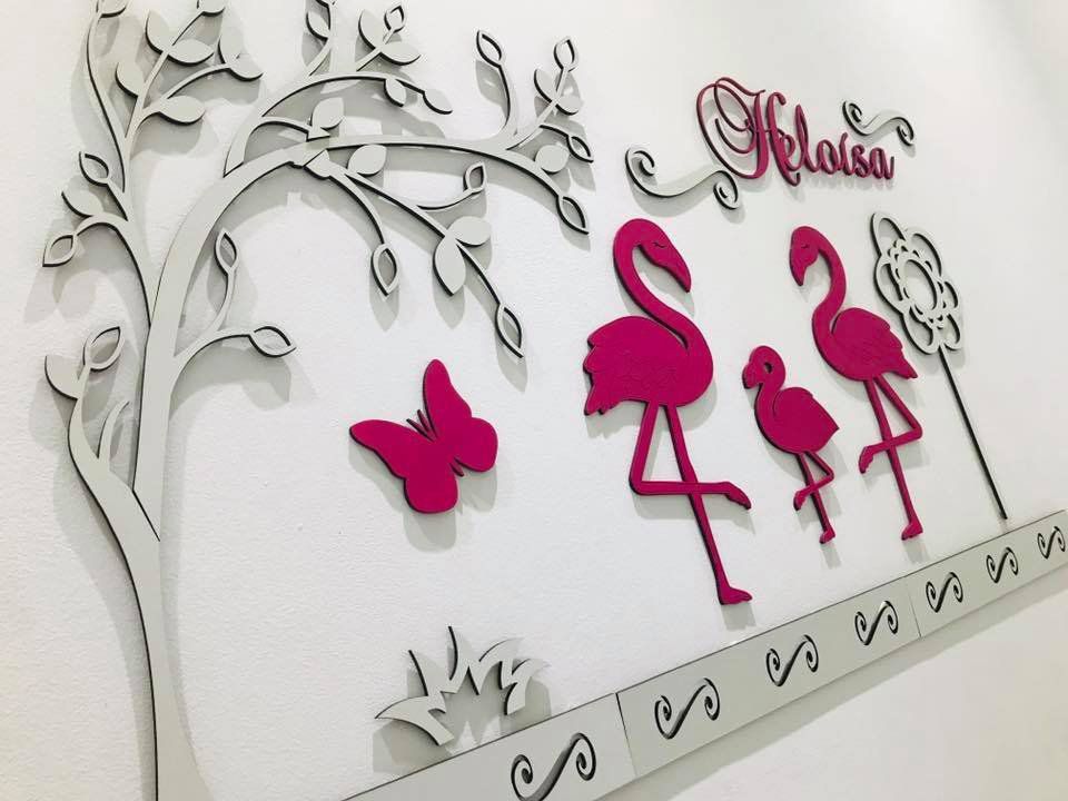 decoração flamingo com verde