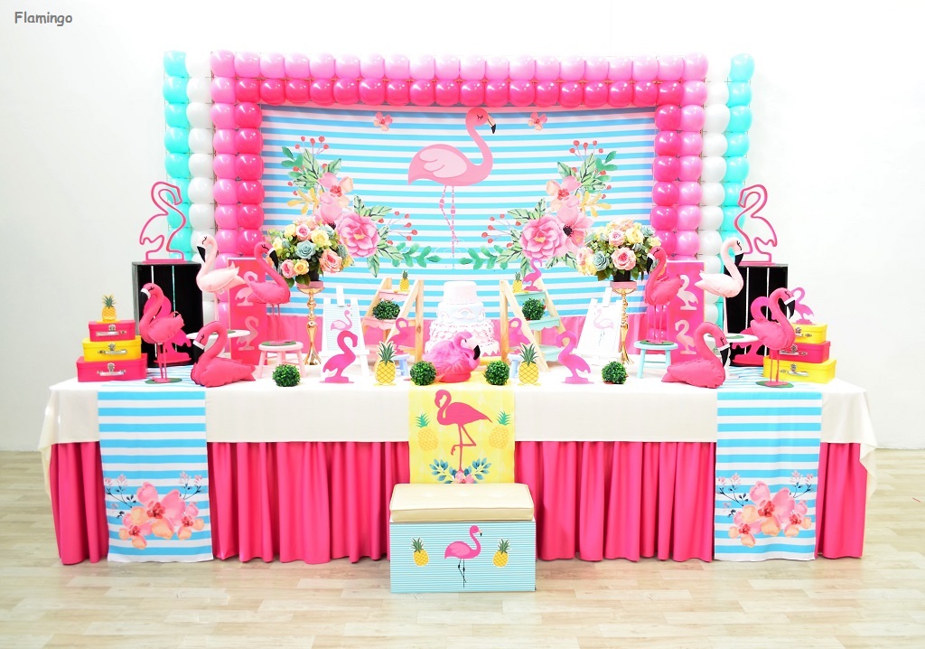 ideias decoração flamingo