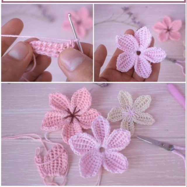 flor de crochê 3D