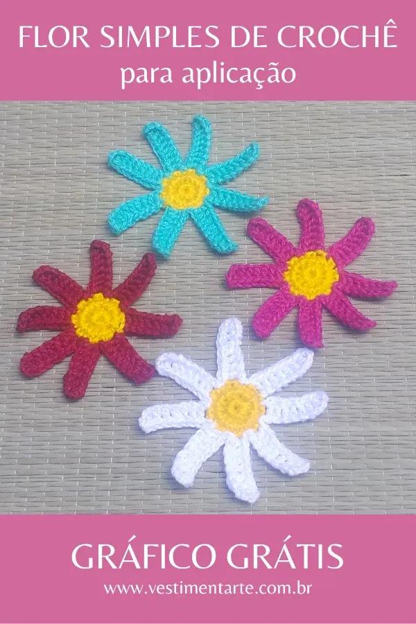 mini flor de crochê para aplique