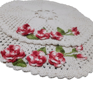 flor de croche para aplicação em tapete