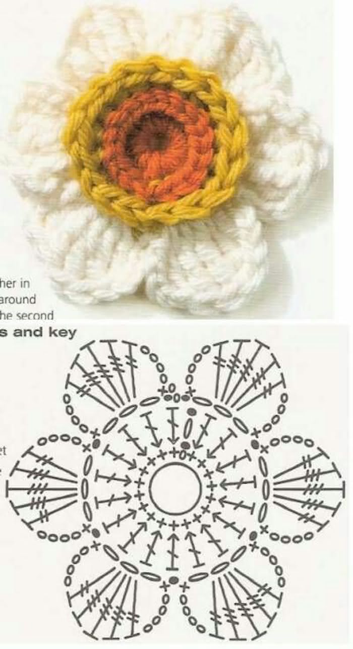 flores de croche com grafico