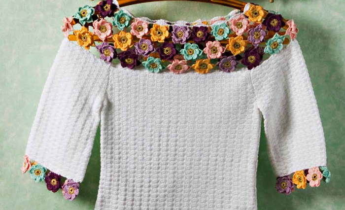 como evitar flores de croche pesadas na blusa