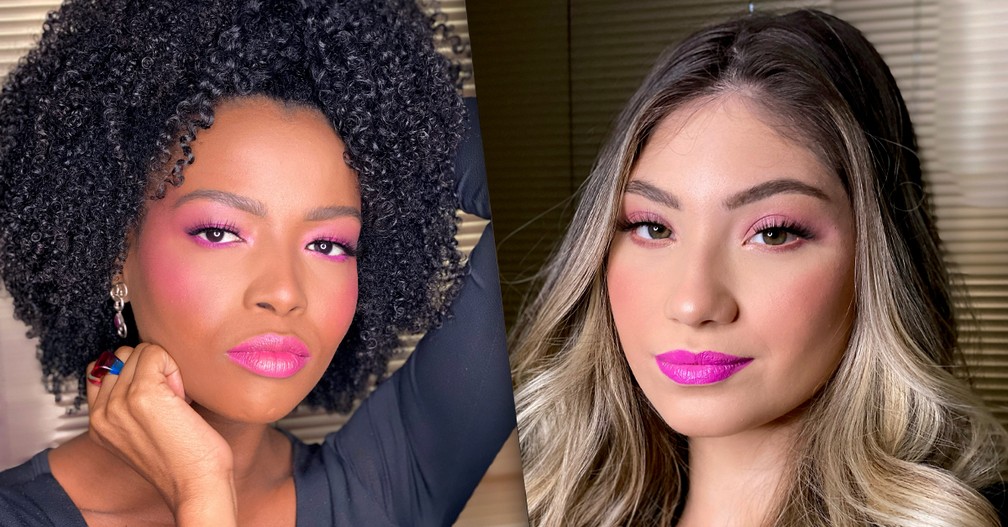 foto de maquiagem rosa para pele clara