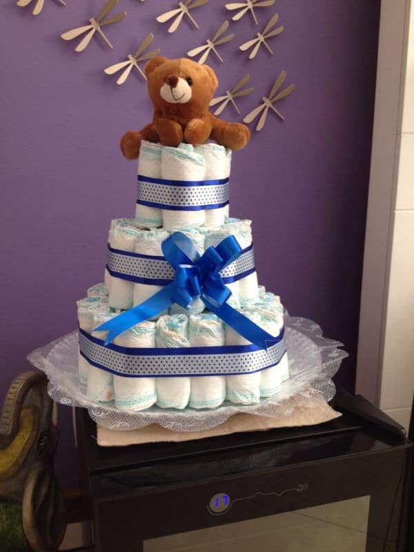 fotos de bolo de fraldas para cha de bebe