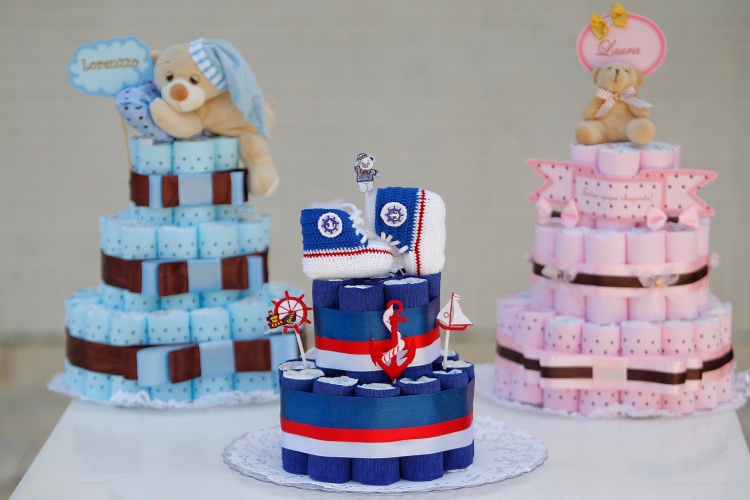 fotos de bolo de fraldas para cha de bebe