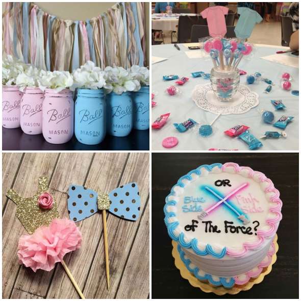 decoração chá revelação vs chá de bebê tradicional