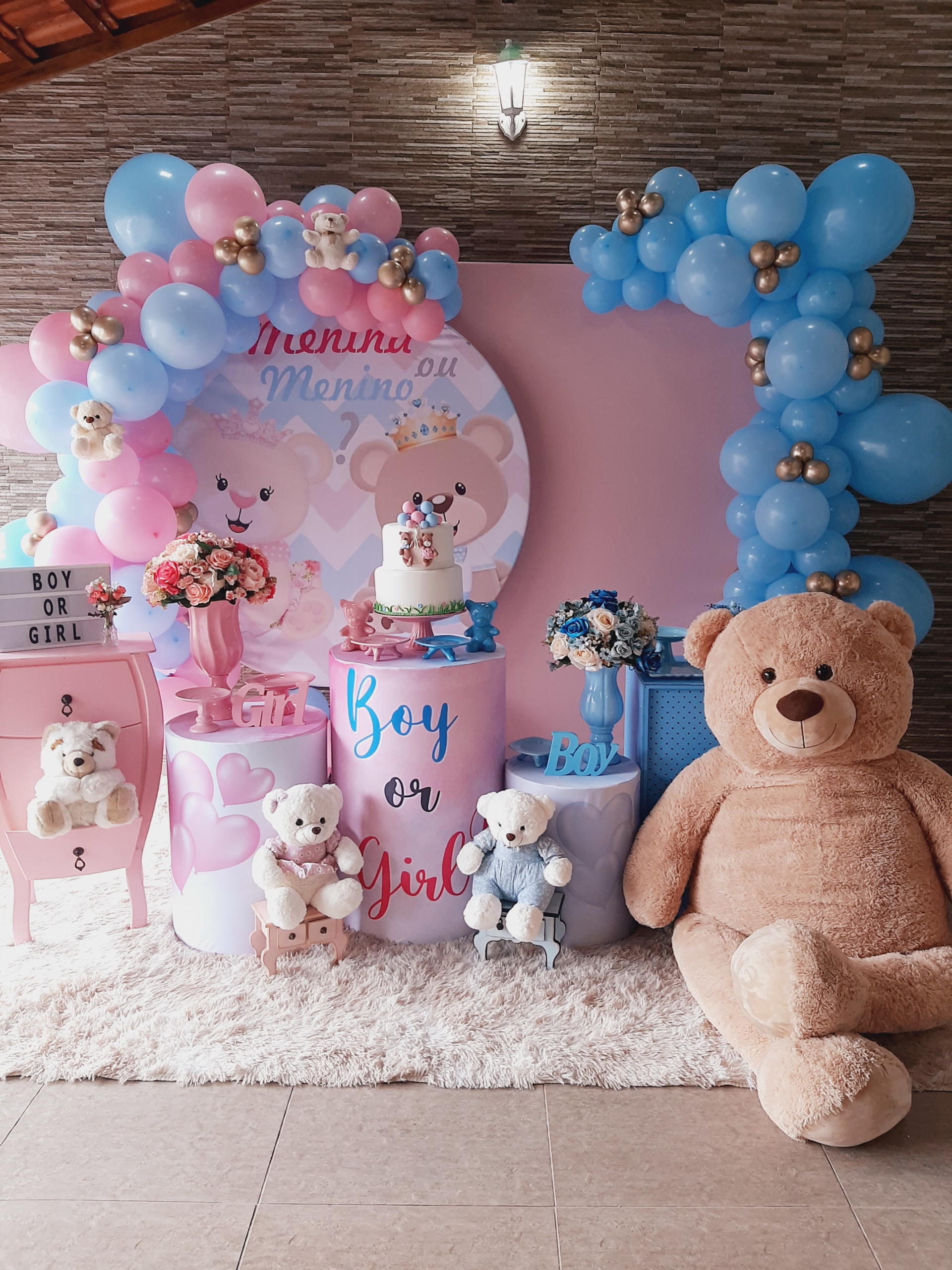 fotos de decoração de chá revelação