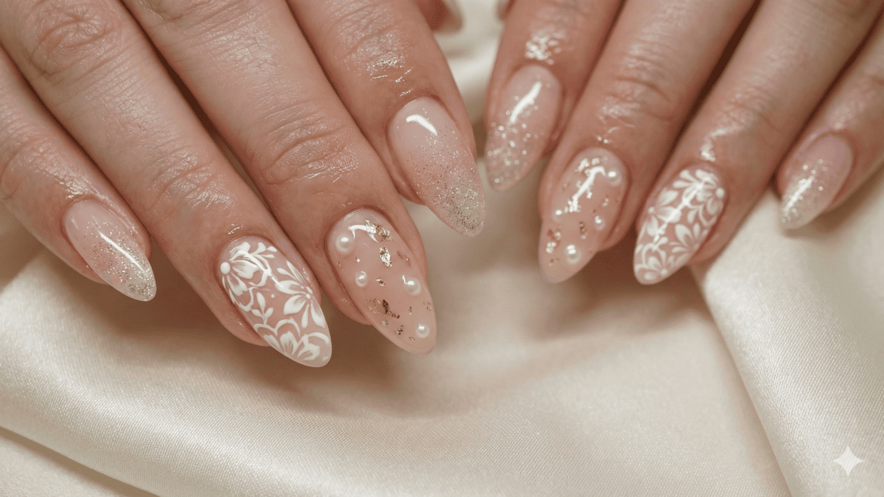 Unhas claras acrílicas