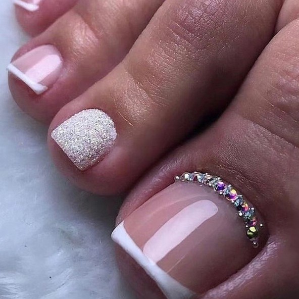 Unhas do pé com glitter