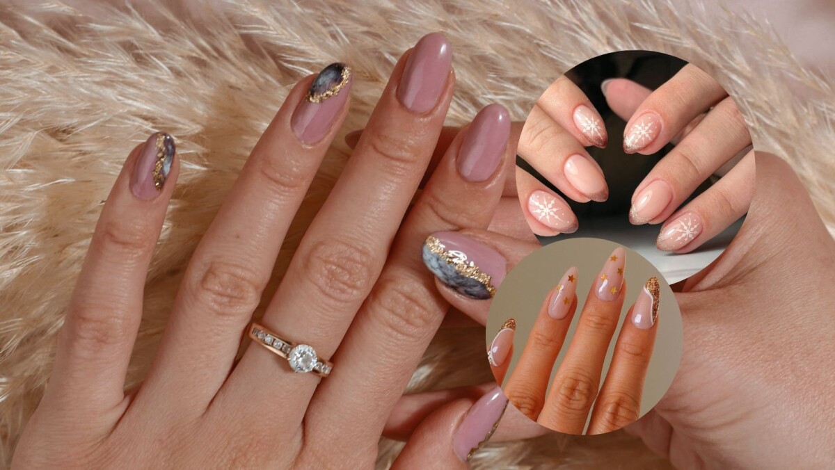 ideias de unhas natal e ano novo com glitter