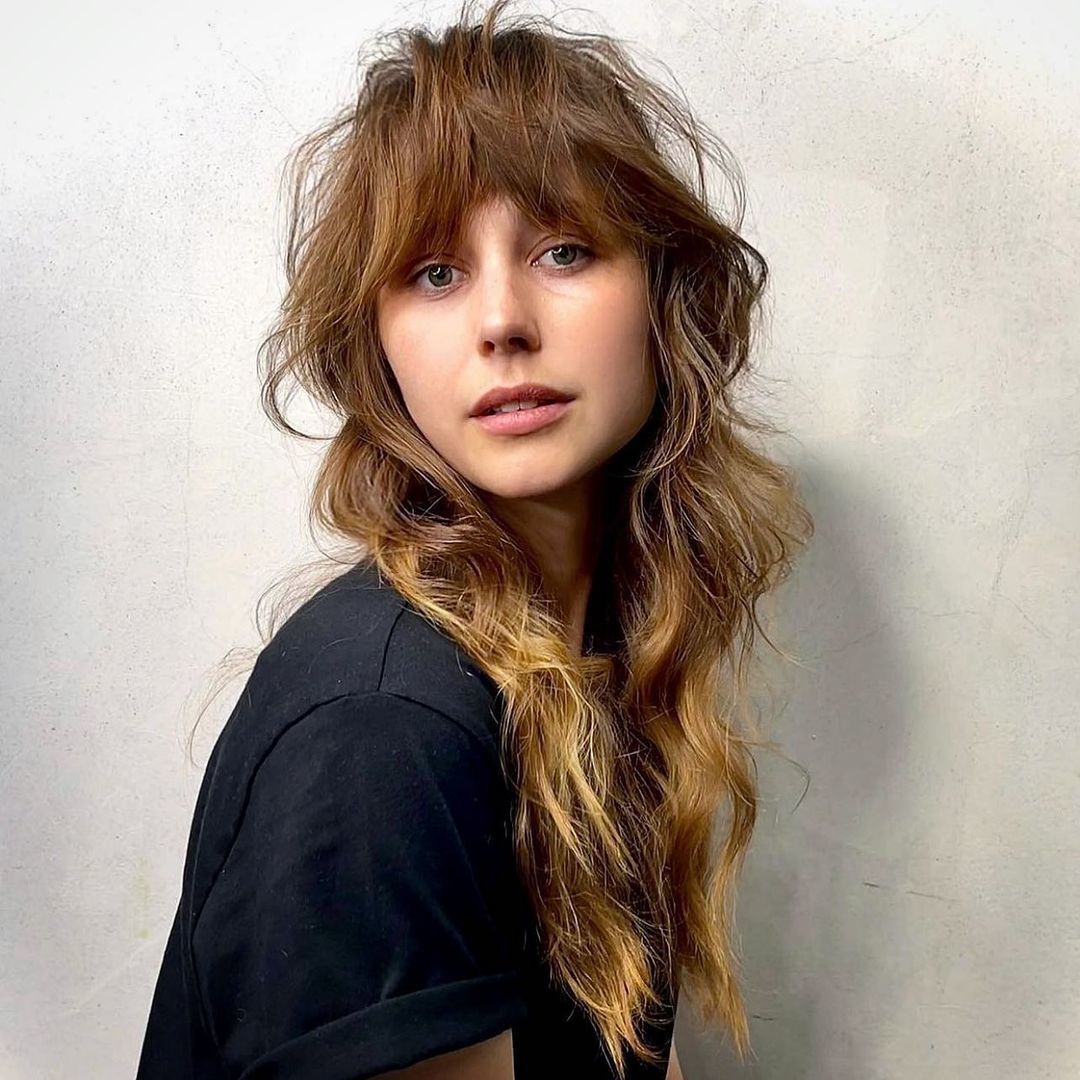 inspiração cabelo longo com franja