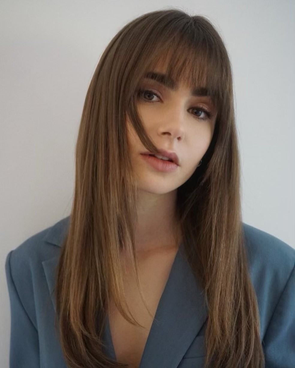 franja reta cabelo longo