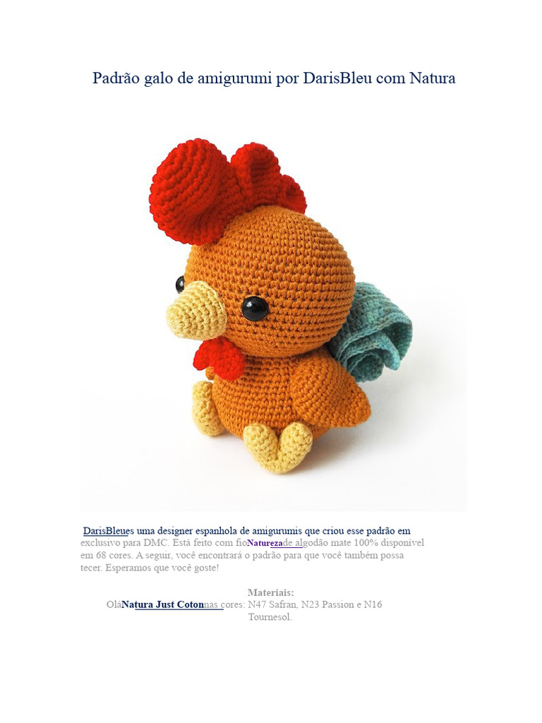 ideias criativas galo de croche para decorar