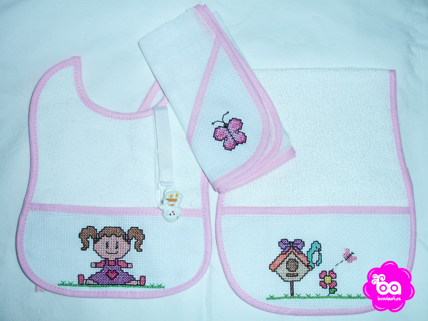 graficos de ponto cruz para babador de bebe