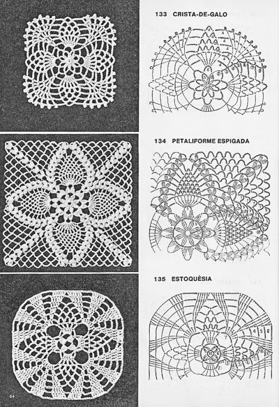 guardanapo de croche para estante com grafico