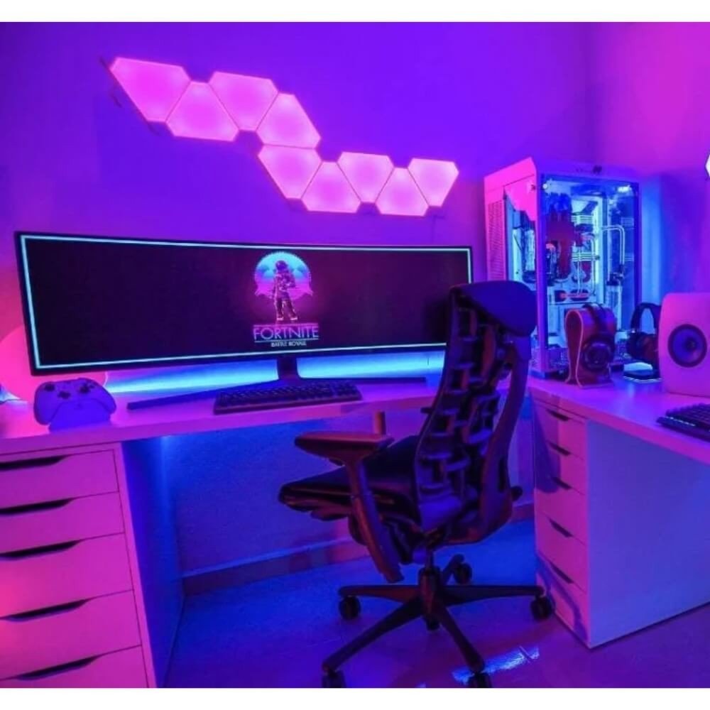 Guia de decoração para quarto de gamer: luzes e móveis