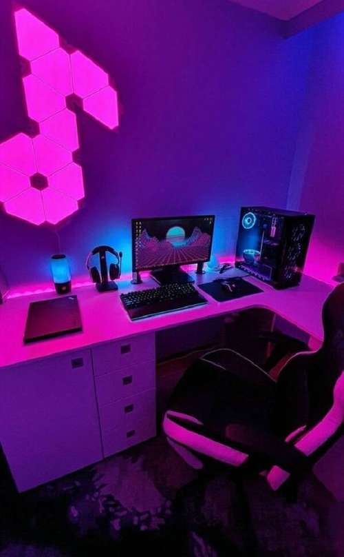 Guia de decoração para quarto de gamer: luzes e móveis
