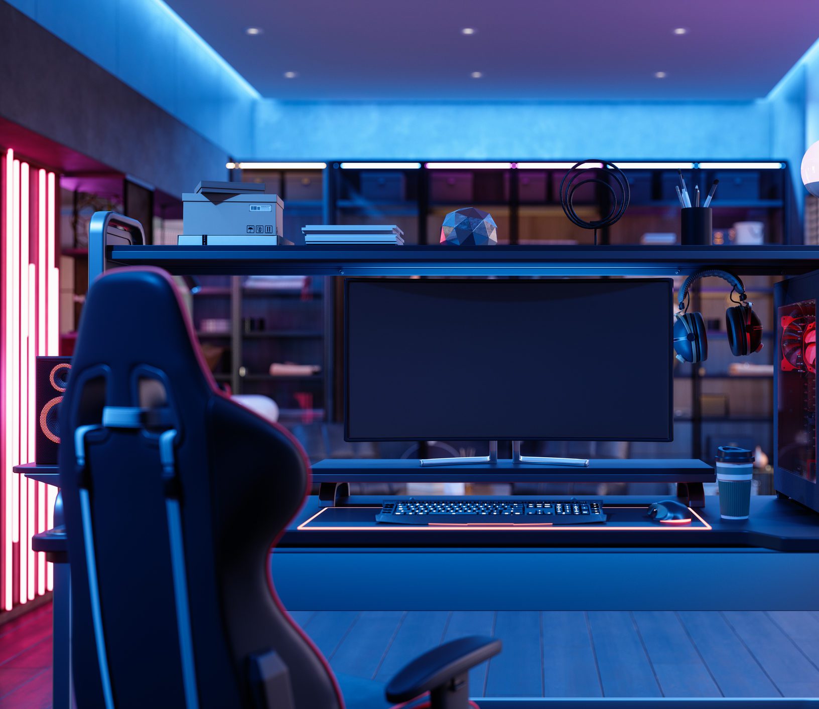 Guia de decoração para quarto de gamer: luzes e móveis