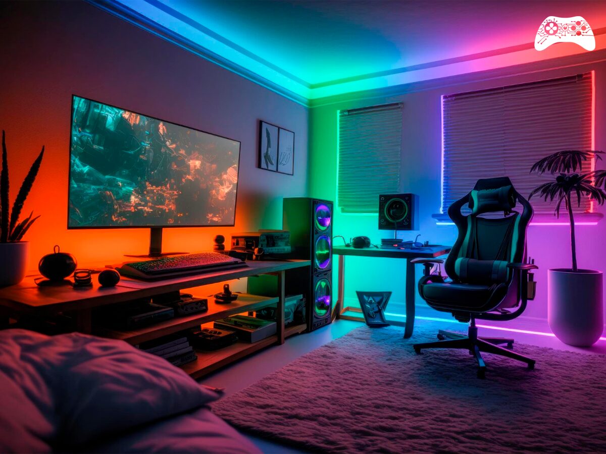 Guia de decoração para quarto de gamer: luzes e móveis