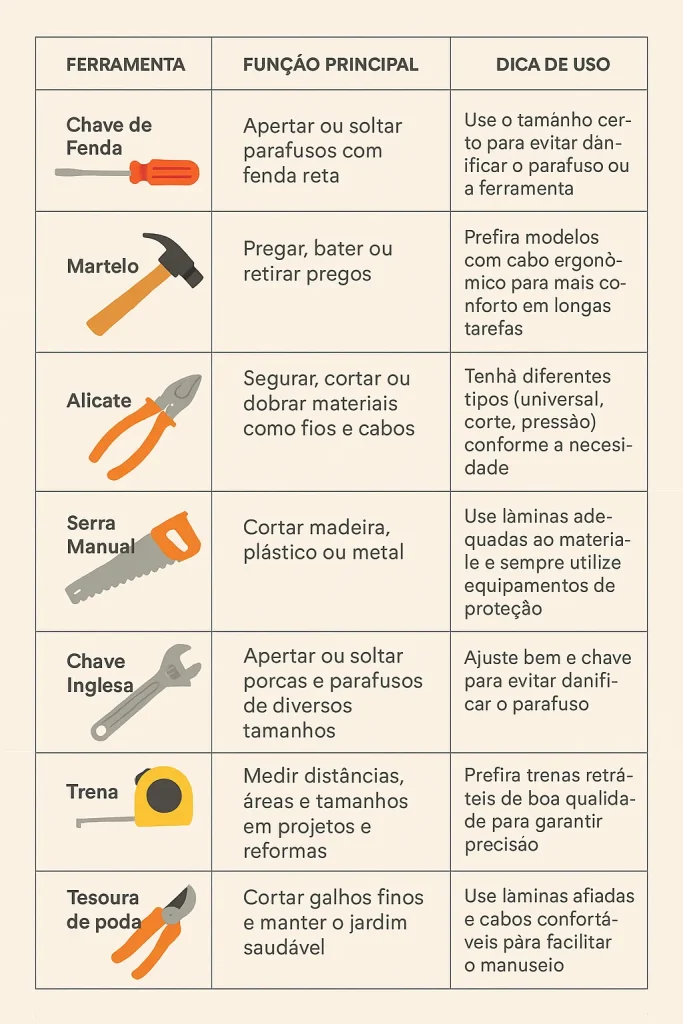 Guia de ferramentas básicas para ter em casa