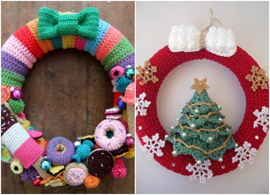 guirlanda de crochê natalina vs guirlanda floral