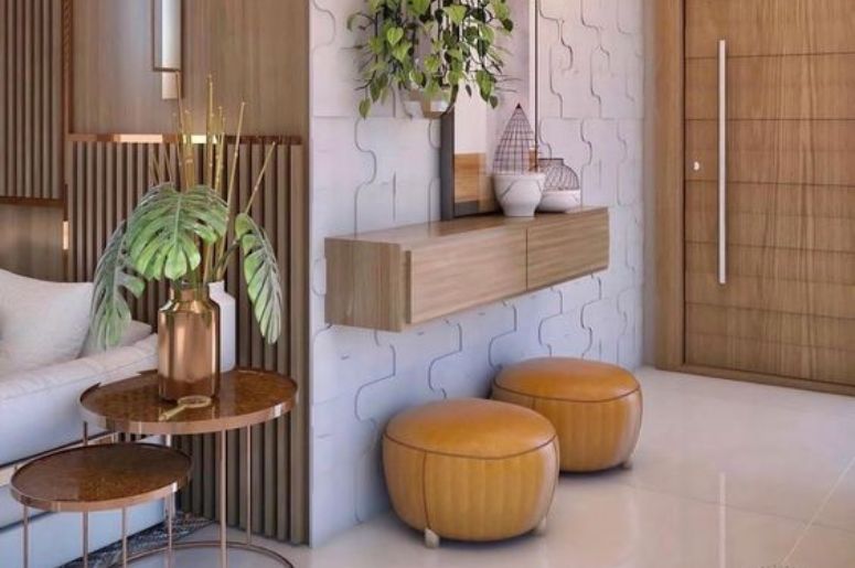 como usar espelho na decoração do hall do elevador