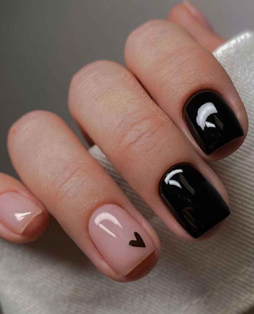 unhas curtas com brilho