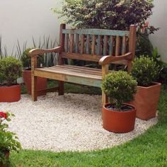 Ideias de bancos de jardim de concreto e ripas