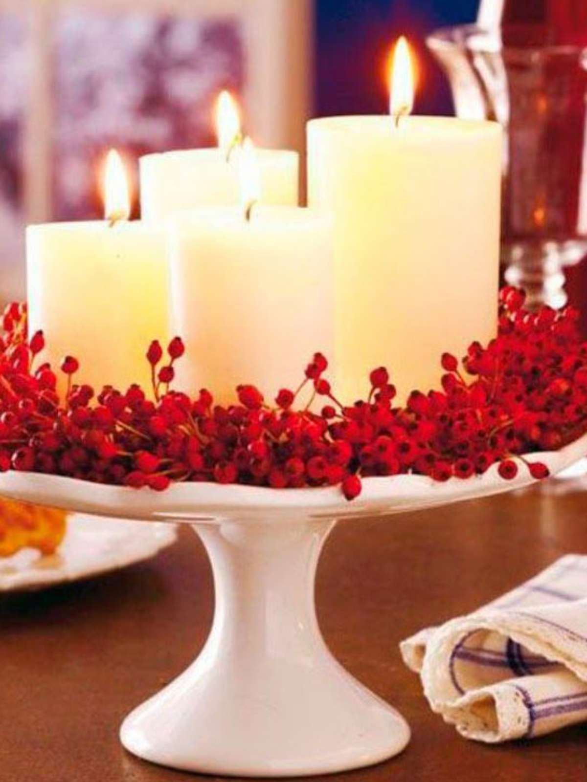 decoração de mesa de natal clássica