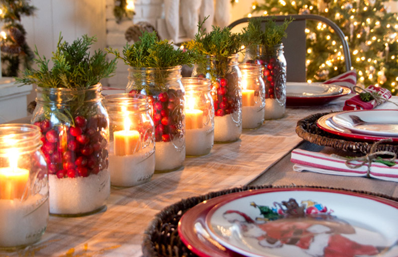 cores para mesa de natal (vermelho e dourado)