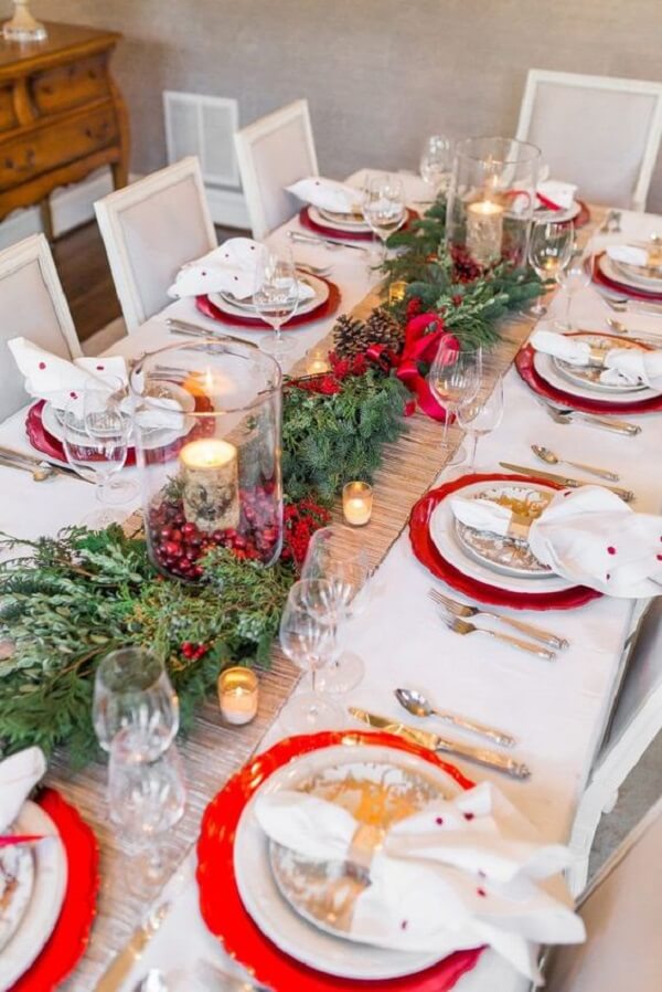 decoração de mesa de natal clássica