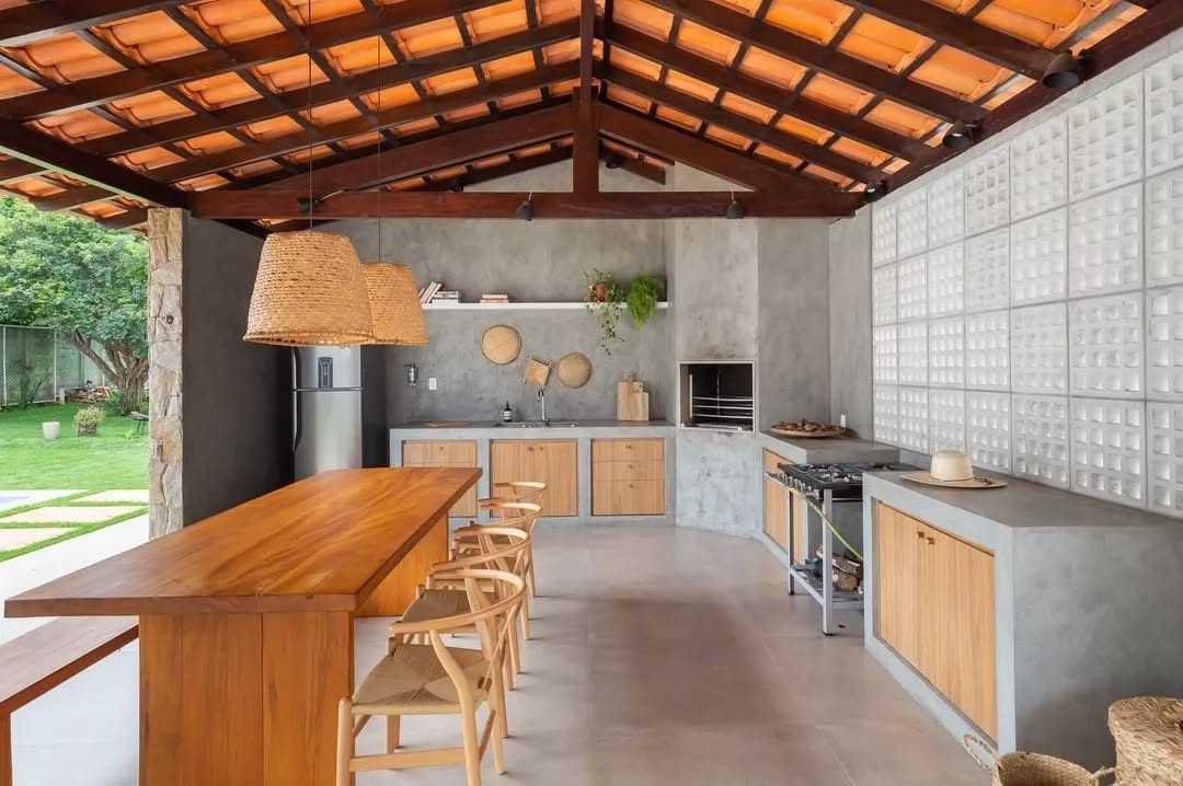 decoração de área gourmet estilo campo