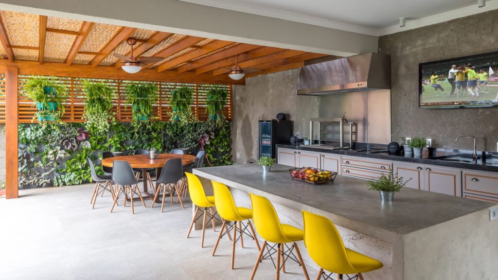 iluminação aconchegante para área de churrasco