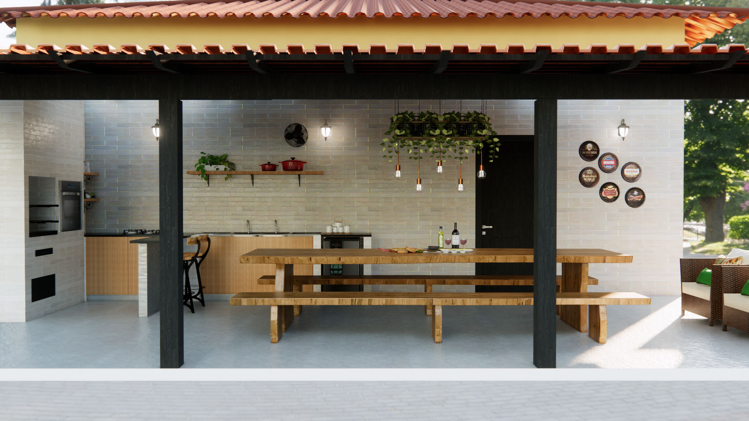 decoração de área gourmet estilo campo