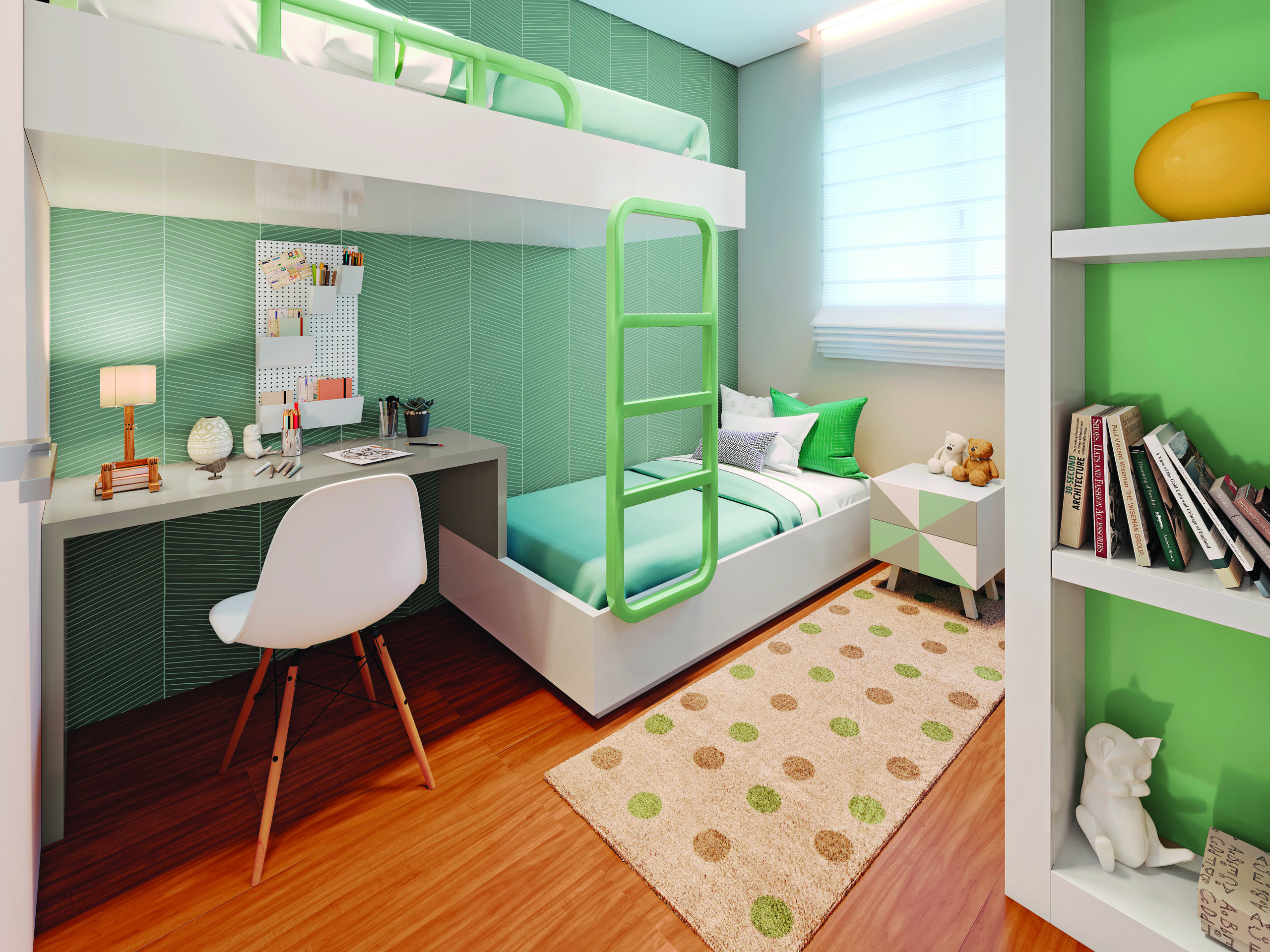 decoração quarto de gêmeos colorida e neutra